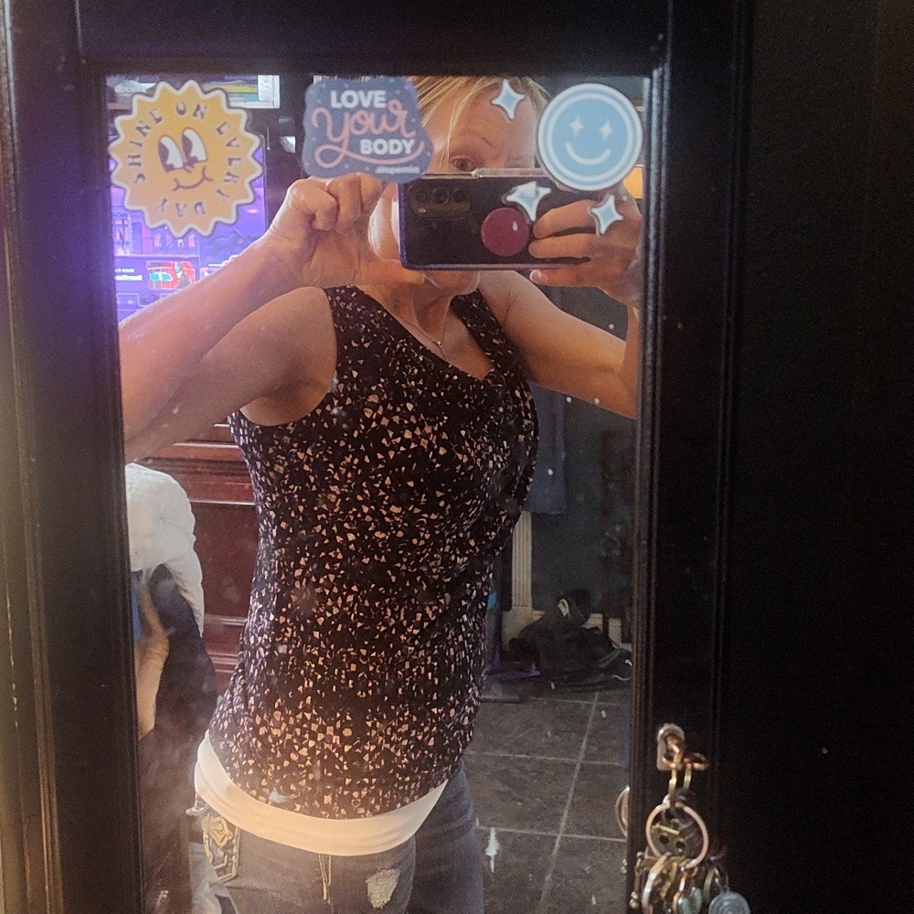Ivanka Trump Call Nick Asymmetrical Sleeveless Black White And Purple Top Size S - Picture 9 of 9